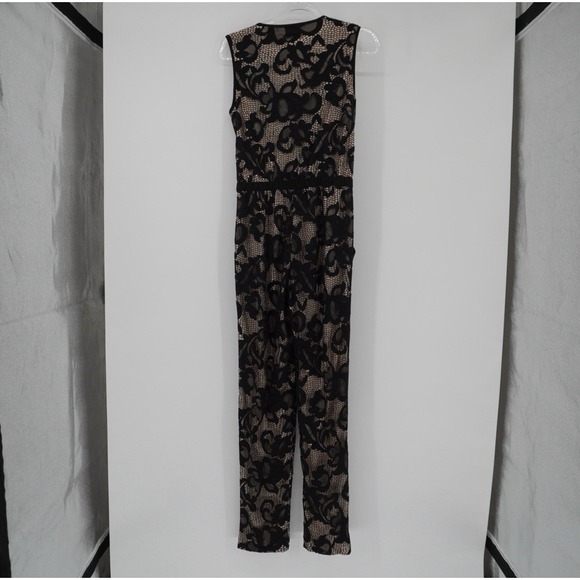 Cache Black Nude All Over Lace Evening Jumpsuit Sleeveless Size 2 Elegant Party - Picture 14 of 14